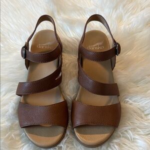 Dansko Chestnut Leather Strappy Sandals